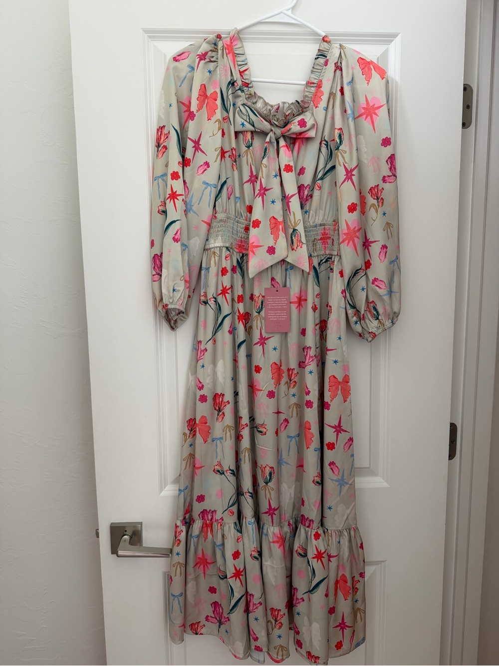 Ivy City Co Tilly Dress with Pink, Beige & Teal Print